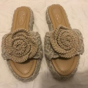 Crochet Flower Slide Sandals